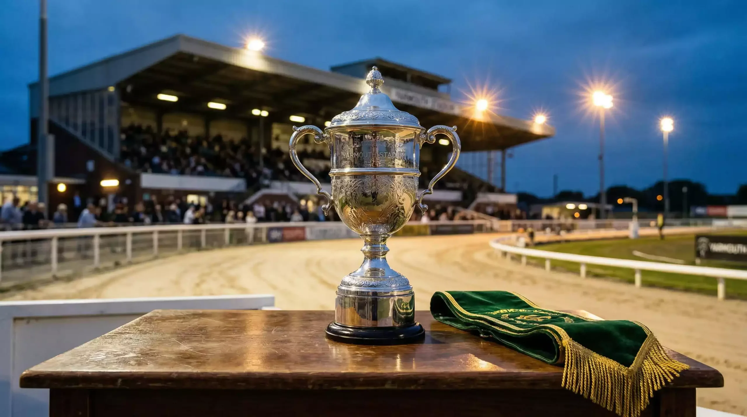 East Anglian Greyhound Derby trophy presentation at Yarmouth Stadium